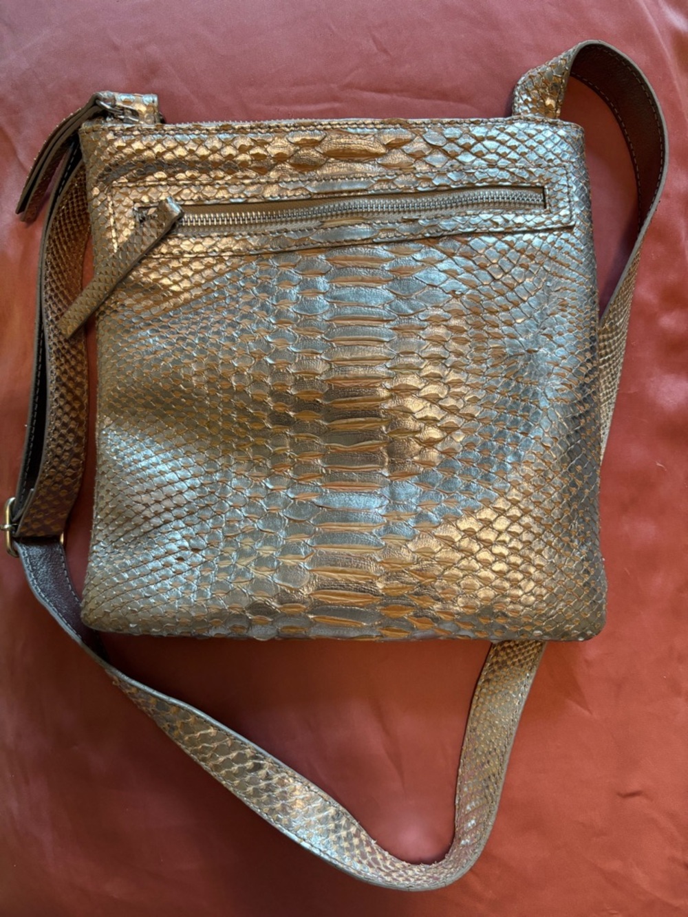 Enrico Pucci RARE Authentic Gold Metallic Real Python Crossbody